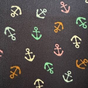 Talbots Navy Blouse with Multicolor Anchor Print